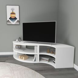 "Destina Home Multifunctional Corner TV Stand, Bookshelf & Table for TVs Up to 78"" in White - Size: 2 Pack" - thumbnail 6