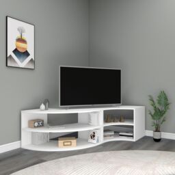 "Destina Home Multifunctional Corner TV Stand, Bookshelf & Table for TVs Up to 78"" in White - Size: 2 Pack" - thumbnail 7
