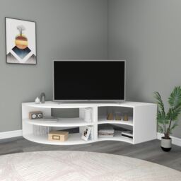 "Destina Home Multifunctional Corner TV Stand, Bookshelf & Table for TVs Up to 78"" in White - Size: 2 Pack" - thumbnail 2