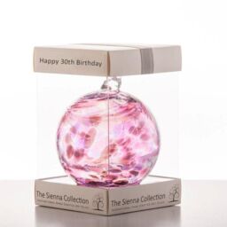 Sienna Glass 10cm Friendship Ball Happy 30th Birthday in Purple