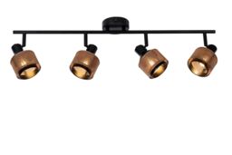 Lucide 'RAFA' Dimmable Rotatable Stylish Indoor Ceiling Spotlight Bar 4xE14 in Black - thumbnail 1