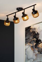 Lucide 'RAFA' Dimmable Rotatable Stylish Indoor Ceiling Spotlight Bar 4xE14 in Black - thumbnail 4