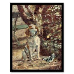 Artery8 Toulouse Lautrec Framed Wall Art Print The Artists Dog Fleche in Brown - Size: A4 - thumbnail 1