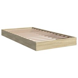 Berkfield Home Bed Frame without Mattress Sonoma Oak 100x200 cm Engineered Wood in Brown - thumbnail 3