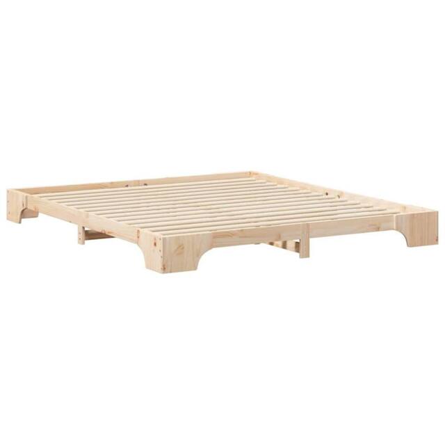 Berkfield Home Floor Bed Frame with Storage Brown 180 x 220 cm Solid pine wood in Natural - image 1