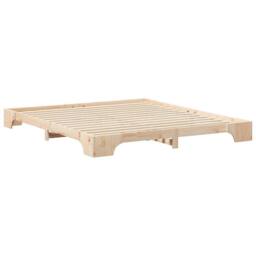 Berkfield Home Floor Bed Frame with Storage Brown 180 x 220 cm Solid pine wood in Natural - thumbnail 1