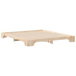 Berkfield Home Floor Bed Frame with Storage Brown 180 x 220 cm Solid pine wood in Natural - thumbnail 7