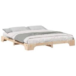 Berkfield Home Floor Bed Frame with Storage Brown 180 x 220 cm Solid pine wood in Natural - thumbnail 3