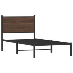 Berkfield Home Metal Bed Frame without Mattress Brown Oak 90x200 cm - thumbnail 1