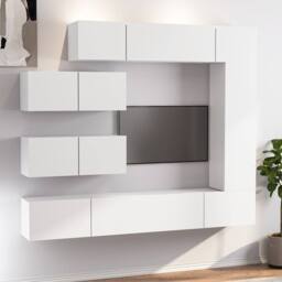 Berkfield Home Classic 7 Piece TV Cabinet Set White Engineered Wood - thumbnail 2