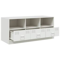 Berkfield Home TV Cabinet White 99x39x44 cm Steel - Size: 99 x 39 x 44 cm - thumbnail 7