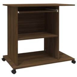 Berkfield Home Computer Desk Brown Oak 80x50x75 cm Engineered Wood - Size: 80 x 50 x 75 cm - thumbnail 1