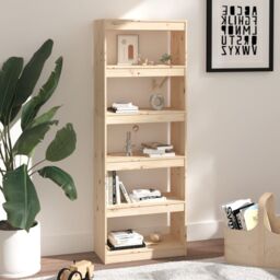 Berkfield Home Book Cabinet/Room Divider 60x30x167.5 cm Solid Wood Pine in Brown - thumbnail 6