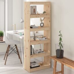 Berkfield Home Book Cabinet/Room Divider 60x30x167.5 cm Solid Wood Pine in Brown - thumbnail 1