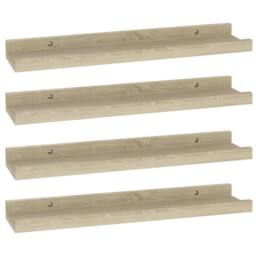 Berkfield Home Wall Shelves 4 pcs Sonoma Oak 40x9x3 cm in Light Tan - Size: 40 x 9 x 3 cm