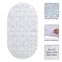 Showerdrape Hyrdro Set of 2 Anti Slip Clear PVC Bath Mat 68cm x 38cm - Size: 68 cm x 38 cm - thumbnail 2