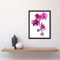 Artery8 Elegant Pink Orchid Abstract Floral Watercolour Framed Wall Art - Size: A4 - thumbnail 4