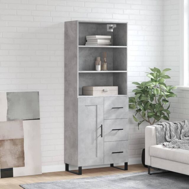 Berkfield Home Highboard Concrete Grey 69.5x34x180 cm Engineered Wood - image 1