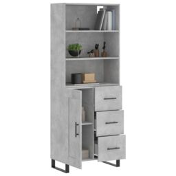 Berkfield Home Highboard Concrete Grey 69.5x34x180 cm Engineered Wood - thumbnail 3