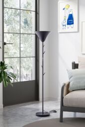 Living and Home Modern 1-Light Floor Lamp with Coat Rack in Black - thumbnail 1