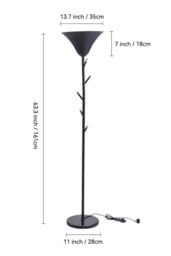 Living and Home Modern 1-Light Floor Lamp with Coat Rack in Black - thumbnail 5
