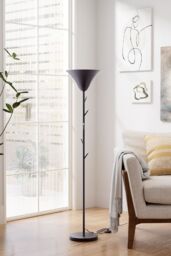 Living and Home Modern 1-Light Floor Lamp with Coat Rack in Black - thumbnail 4