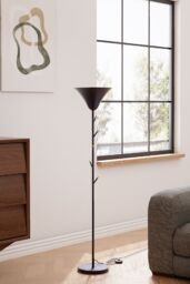 Living and Home Modern 1-Light Floor Lamp with Coat Rack in Black - thumbnail 3