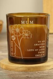 Personalised Memento Company Personalised October Birth Flower Amber Glass Candle - thumbnail 3