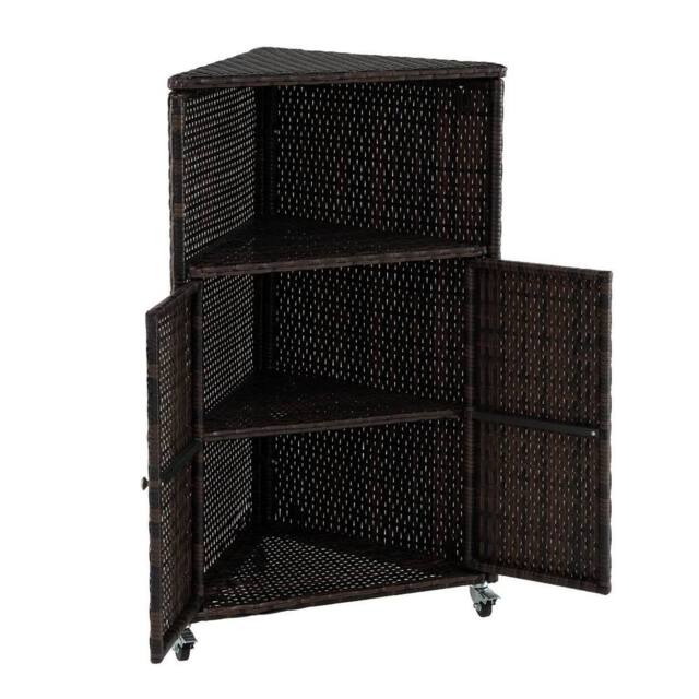 Kelvenix PE Rattan Corner Bar Cart in Brown - image 1
