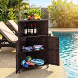 Kelvenix PE Rattan Corner Bar Cart in Brown - thumbnail 5