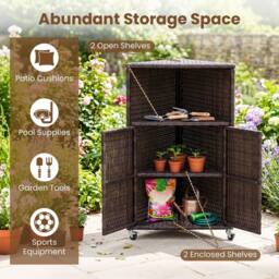 Kelvenix PE Rattan Corner Bar Cart in Brown - thumbnail 3