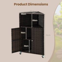 Kelvenix PE Rattan Corner Bar Cart in Brown - thumbnail 2