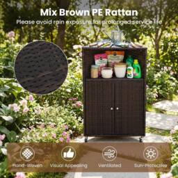 Kelvenix PE Rattan Corner Bar Cart in Brown - thumbnail 4
