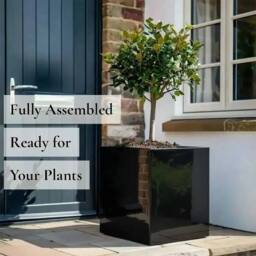 Access Garden Products 50cm Zinc Galvanised Polished Black Square Planter - thumbnail 8
