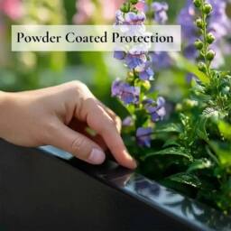 Access Garden Products 50cm Zinc Galvanised Polished Black Square Planter - thumbnail 6