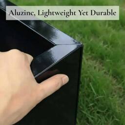 Access Garden Products 50cm Zinc Galvanised Polished Black Square Planter - thumbnail 7