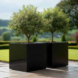 Access Garden Products 50cm Zinc Galvanised Polished Black Square Planter - thumbnail 2
