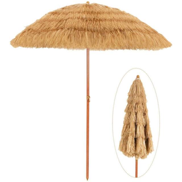 Costway 2m Outdoor Patio Umbrella Garden Parasol Portable Beach Poolside in Natural - image 1