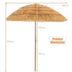 Costway 2m Outdoor Patio Umbrella Garden Parasol Portable Beach Poolside in Natural - thumbnail 2