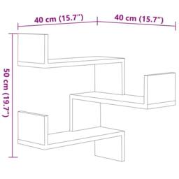 Berkfield Home Wall Corner Shelf 2 pcs Concrete Grey 40x40x50 cm Engineered Wood - Size: 40 x 40 x 50 cm - thumbnail 9