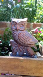 Inspirational Gifting Small Owl on Oak Branch Figurine Sculpture Ornament in Bronze - thumbnail 4