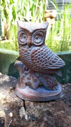 Inspirational Gifting Small Owl on Oak Branch Figurine Sculpture Ornament in Bronze - thumbnail 2