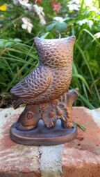 Inspirational Gifting Small Owl on Oak Branch Figurine Sculpture Ornament in Bronze - thumbnail 3