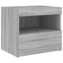Berkfield Home Beautiful Bedside Cabinet with LED Lights Grey Sonoma 50x40x45 cm - Size: 50 x 40 x 45 cm - thumbnail 6