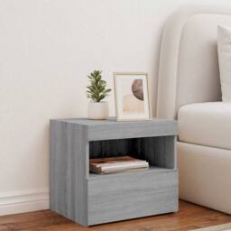 Berkfield Home Beautiful Bedside Cabinet with LED Lights Grey Sonoma 50x40x45 cm - Size: 50 x 40 x 45 cm - thumbnail 1