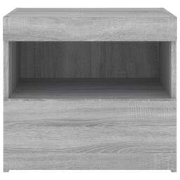 Berkfield Home Beautiful Bedside Cabinet with LED Lights Grey Sonoma 50x40x45 cm - Size: 50 x 40 x 45 cm - thumbnail 8