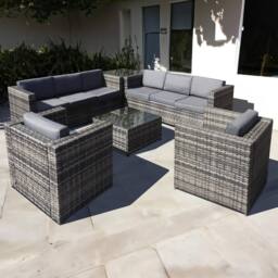 Oseasons Malta Rattan 8 Seat Corner Set in Walnut Grey in Brown