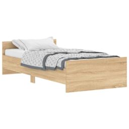 Berkfield Home Bed Frame Sonoma Oak 90x200 cm Engineered Wood in Brown - thumbnail 2