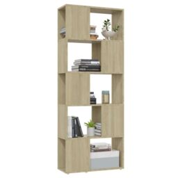 Berkfield Home Book Cabinet Room Divider Sonoma Oak 60x24x155 cm in Brown - Size: 60 x 24 x 155 cm - thumbnail 4
