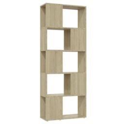 Berkfield Home Book Cabinet Room Divider Sonoma Oak 60x24x155 cm in Brown - Size: 60 x 24 x 155 cm - thumbnail 2